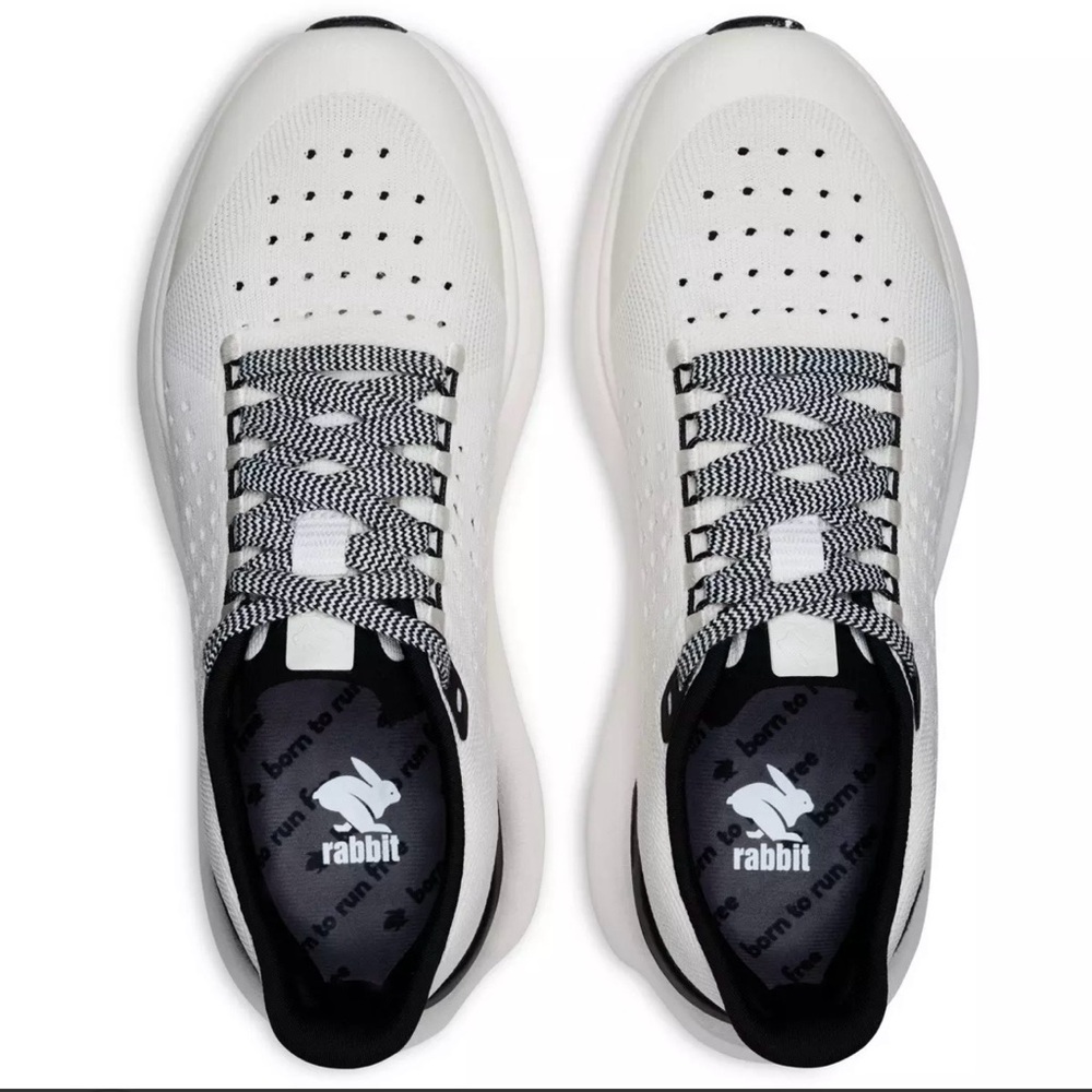 Rabbit Dream Chaser White and Black Running Shoes. Tried on LIKE NEW